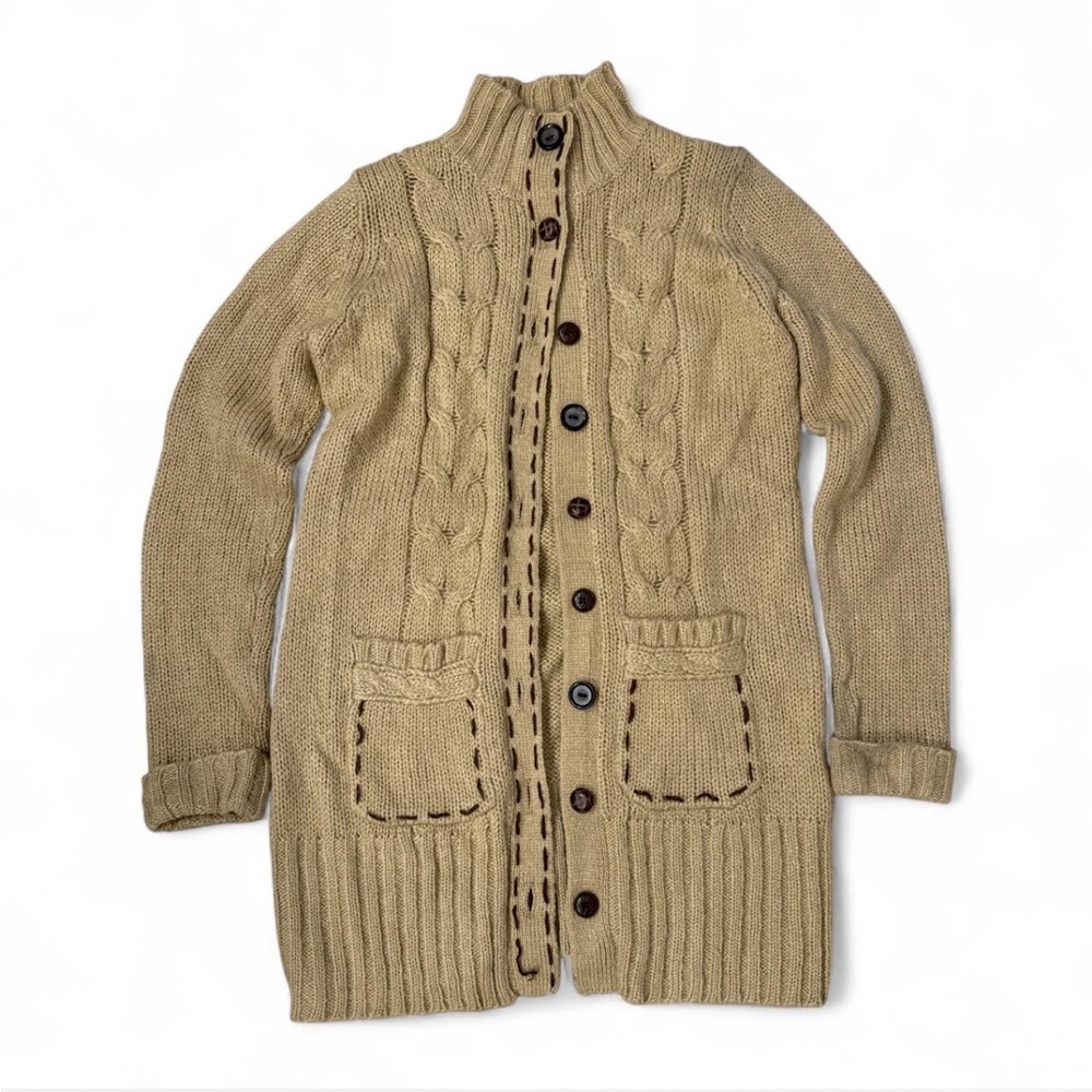 Y2K Mohair Cable Knit Long Cardigan Sweater